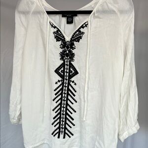 Sheer summer white boho blouse S